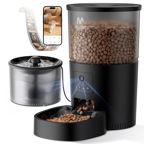 IMIPAW Automatic Cat Feeder with Camera and Water Fountain, HD