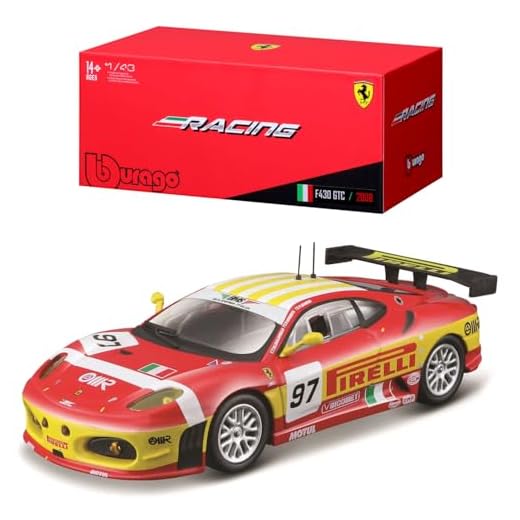 Bburago Ferrari F430 GT2 '08 - Coche en Escala 1:43, Serie Ferrari Racing, Caja de Regalo, 12 cm, Color Rojo #97 (18-36303)