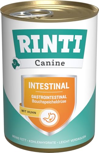 RINTI - Canine Intestinal | Leicht verdauliches Diät Nassfutter für ausgewachsene Hunde mit gastrointestinalen Problemen. Alleinfutter mit erhöhtem Elektrolytgehalt in der Dose | 12x400g Huhn