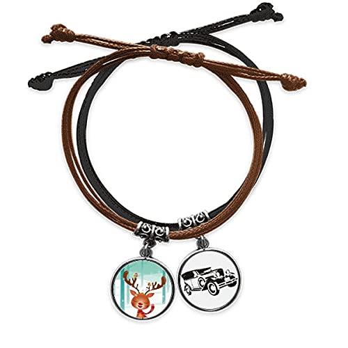 Bracelet noël avec cordon et chaîne en cuir mignon pour homme et femme