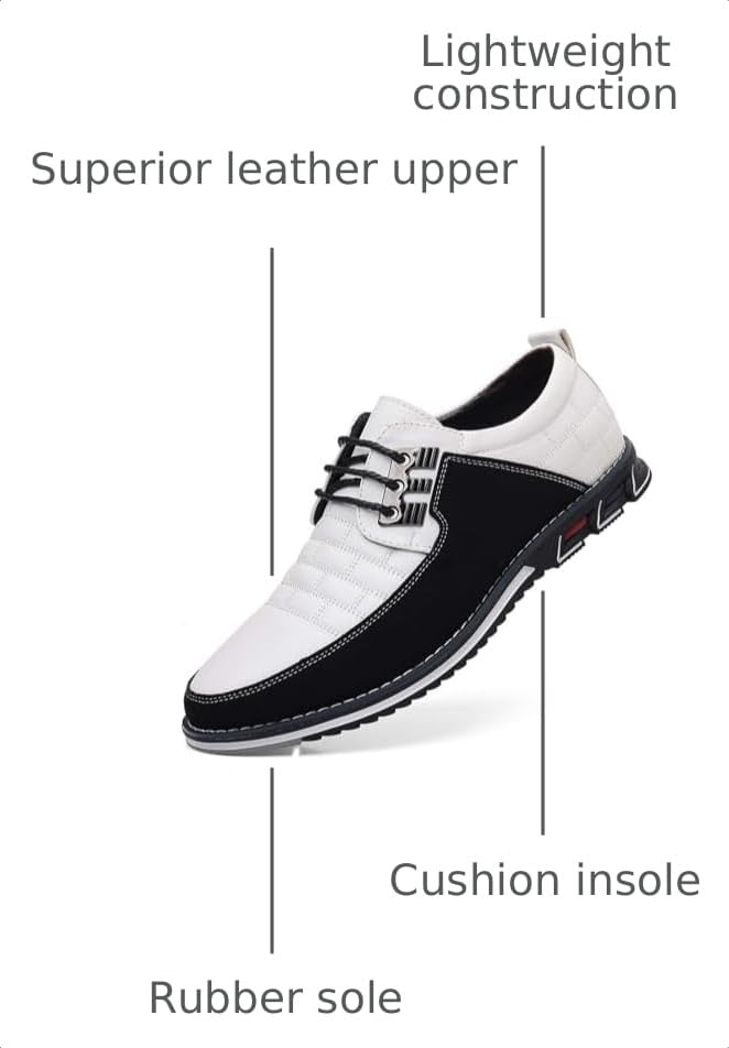 Image of Mens Dress Shoes Casual Business Oxford Derby Orthopedic Leather Shoes Simple Lace-up Walk Loafers Flats Shoes for Men