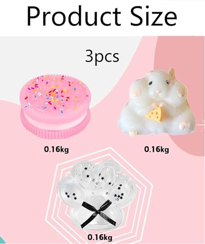 3 Pcs Taba Squishy Anxiety Relief, Plush Squeeze, Squishy Pink Fidget Suitable Stress Relief Anxiety Management Relaxation After Exercise Travel Distraction Hand and Finger Exercise