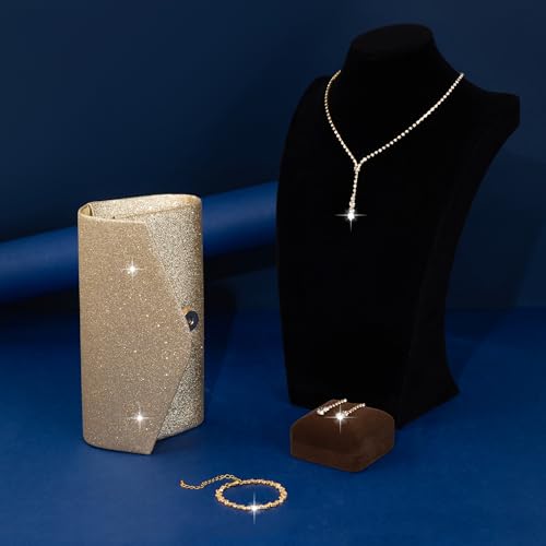 Clutch Purse Jewelry Set for Women Evening Bags Silver Gold Rhinestone Crystal Necklace Earrings Bracelet Set Formal Wedding Bridal Accessories Jewelry for Prom4