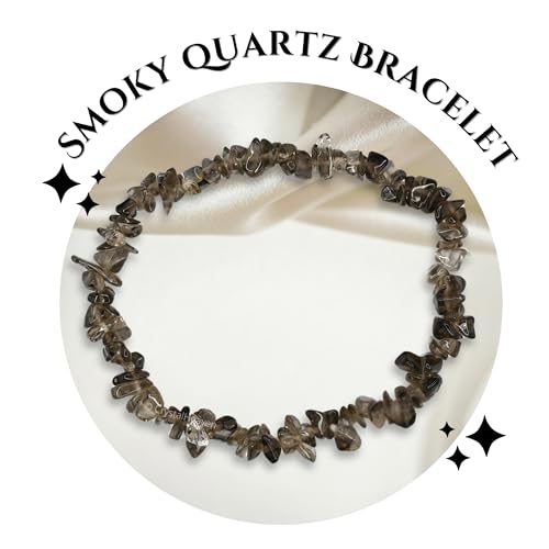 Image of Certified Smoky Quartz Bracelet for Women Men with Healing Crystal and Reiki Stone - Beautiful Gemstone Beaded Bracelet for Balance, Harmony & Positive Energy (Chips Stone Beads)