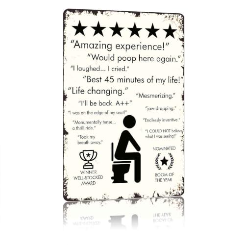 8x12 Inch Aluminum Funny Vintage Retro Five Star Rated Bathroom