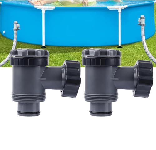 2 Pièces Robinet de Piscine 38 mm pour Piscines Hors Sol – Valve à Piston de Rechange pour Tuyau 1-1/2 Pouce Compatible Pompes Filtration Intex Bestway PVC...