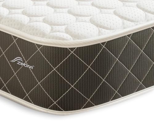 Zebra Mattress 3ft Single Hybrid Spring & Memory Foam Breathable Medium Firm Black Quilted Bubble (Approx. 90 x 190 x 18 cms)
