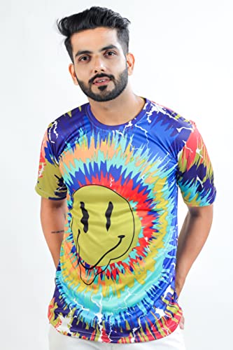 Image of HARPITA Men's Round Neck Half Sleeve Slim Fit Digital Printed Lycra T-Shirt