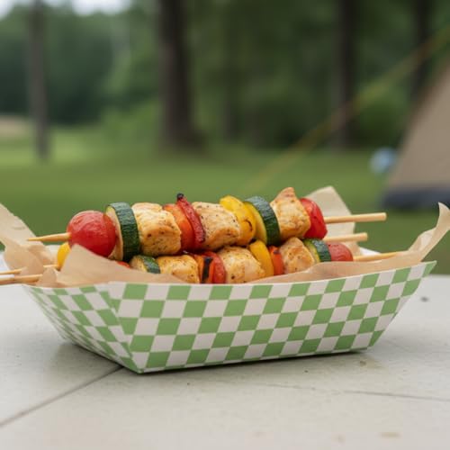 Yaure Joy 50 Pcs 2lb Gingham Party Supplies Disposable Paper Food Trays for Shower Wedding Tea Party Supplies Nacho Snack (Lime Green) by Yaure Joy - Used condition - Image 3