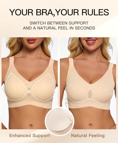 Image of Women's Minimizer Bra No Underwire Full Coverage Wireless Jelly Bra Plus Size Seamless T-Shirt Bra