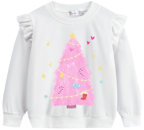Image of EULLA Toddler Girls Christmas Sweatshirt Long Sleeve Snowman Deer Santa Claus Xmas Holiday Shirts for Kids Sweater 2-7 Years