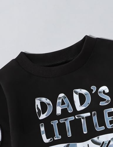 Image of Gaupafmb Toddler Boy Clothes Black Long Sleeve Letter Print Sweatshirts and Camouflage Pants Toddler Boy Fall Outfits