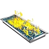 Gratuito Aggiunta di Vetro da Fuoco: Sentiti libero di aggiungere vetro al fuoco o pietre laviche. La quantità di vetro refrattario di cui avrai bisogno per riempire il vassoio del fuoco è notevolmente ridotta grazie al suo design economico. La padella lineare da 82,5 x 32 cm utilizza circa 15,88 kg di vetro refrattario.