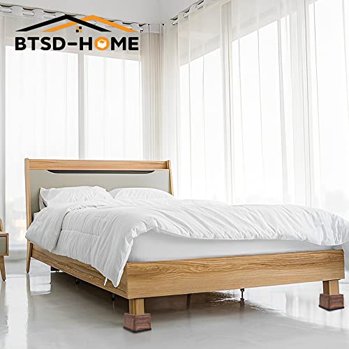 BTSD-home 3 Inch Wood Bed Risers Furniture Risers Bed Frame Lifters in Heights of 3 or 6 Inch Heavy Duty Set of 8 Square