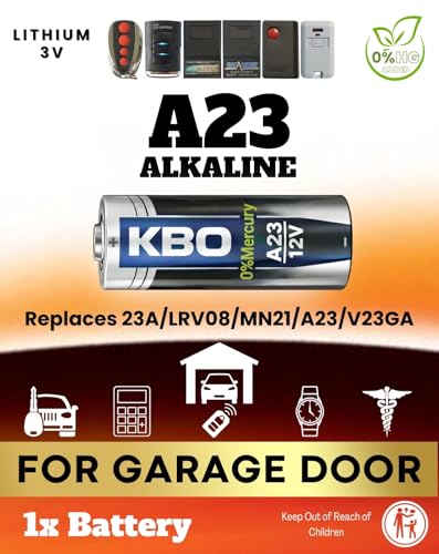 Garage Door Opener Battery - Single A23 Alkaline - 12V High-Stability Garage Door Opener Power Replacement for Major Remotes Keypads Sensors