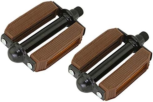 507 Block PVC Bike Pedals 9/16" Brown and Black. Works on 3 Piece cranks. Sold as a Pair. Bike Part for Some Beach Cruiser, Track Bike, Fixie Bikes, Bicycle Parts