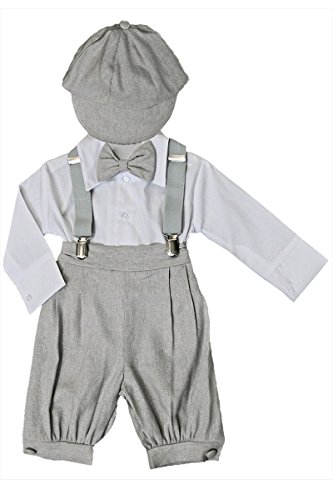 Bermuda Set w/Suspenders & Hat (18M, Light Gray)