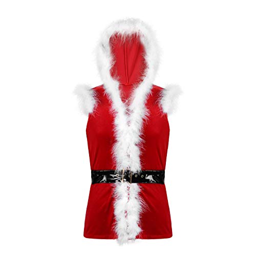 Men's Sleeveless Christmas Santa Claus Hooded Coat Waistcoat Vest with Shorts Sexy Outfits4