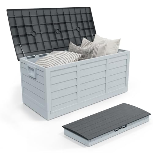 Outvita Foldable 75 Gallon Outdoor Storage Box, Plastic Storage Containers with Lid, Patio Deck Box...