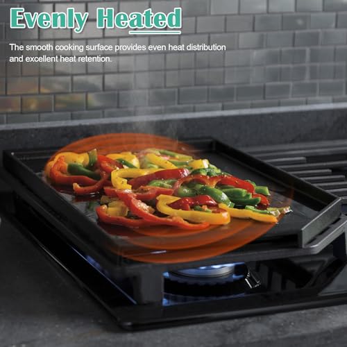 Image of JXGRIDL236 Cast Iron Griddle Replacement for GE Gas Stove Top, JGP5036SLSS, PGP7036SLSS PGP9036SL1SS PGP7036SL1SS PGP9036SLSS, GE Cafe CGP70362NS1, 5 Burner Griddle Plate Flat Cooktop.