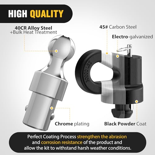 Image of Nilight 60692 Puck System Gooseneck Hitch Kit w /Box for 2016-2025 Chevy Silverado GMC Sierra 2500HD 3500HD Nissan Titan XD, 2013-2025 Ford F250 F350 F450, 2-5 /16 inch Ball w /Chain Anchor