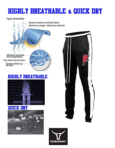 Image of SCREENSHOT Screenshotbrand Mens Hip Hop Slim Fit Track Pants - Athletic Jogger Bottom with Side Taping