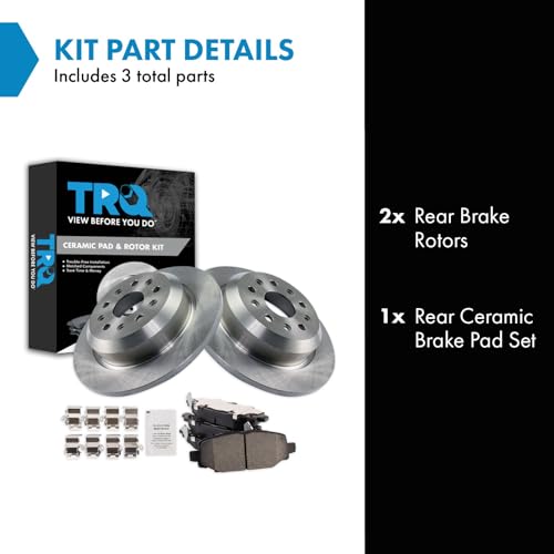 Image of TRQ Rear Brake Pad and Rotor Set Ceramic Solid Rotors
