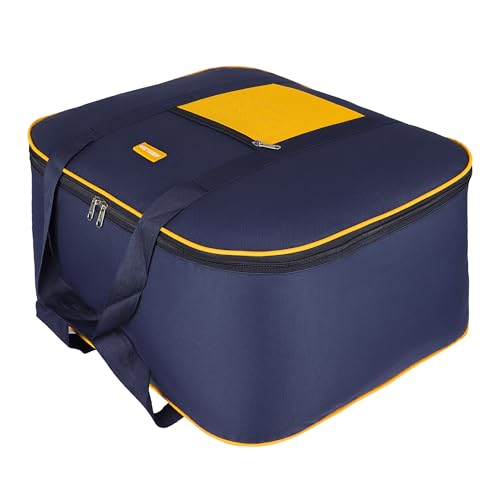 Image of M MEDLER STG-1K 85 Liters Large Underbed Storage Bag Moisture Proof Cloth Organiser with Zippered Closure and Handle (Blue - yellow), (58x48x30cm) Rectangular