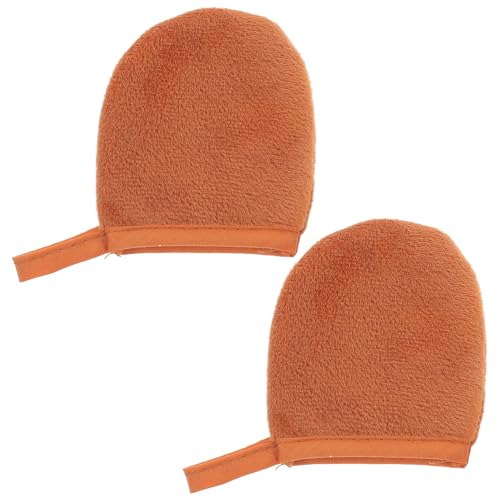 Anneome Guantes Aplicadores de Felpa para Loción y Aceite Bronceador 2 Piezas Marrón Guantes Autobronceadores para Aplicar Crema Solar y Masaje Corporal Herramienta Práctica para