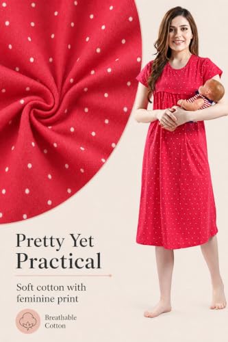 Image of AV2 Women's Cotton Floral Calf Length Maternity Nighty