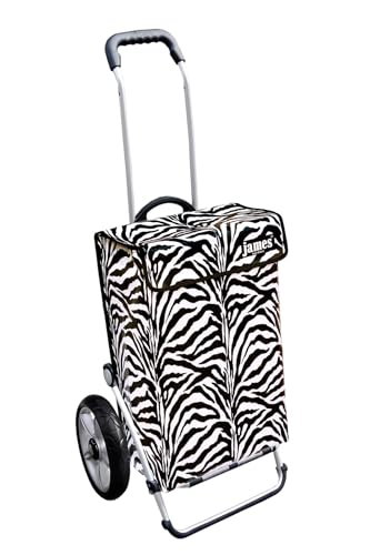 James® Einkaufstrolley „Zebra“, 100 Designs, 6 Fahrgestell-Varianten, Gewebeplane, moderner Shopping Lifestyle, bunter Einkaufswagen, Cooler Hackenporsche, original Made in Vienna