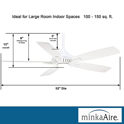 Minka-Aire F1000-Wh, Dyno, 52" Ceiling Fan, White #TOP2