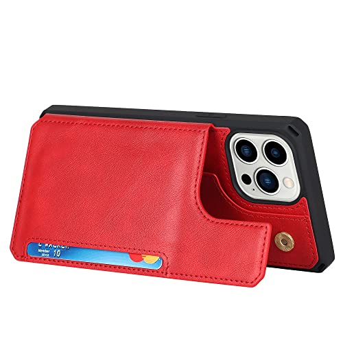 Funda de cuero con tapa iPhone 12 mini carcasa teléfono roja con tarjetero 6
