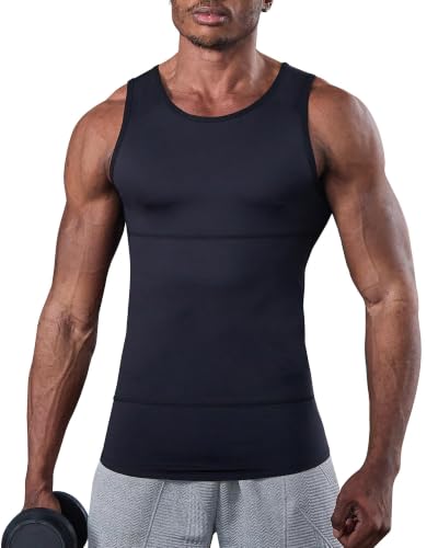 11 Best Shapewear for Men for a Slimmer Shape in 2026 5 KOCLES Compression Shirt Men Slimming Undershirt Body Shaper Vest, Gym Workout Gynecomastia Compression Tank Top, Abs Abdomen Shapewear Tummy Control (X-Large, Black)