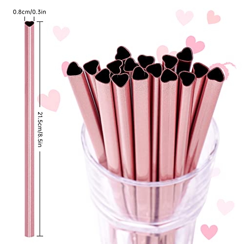 Pitillos de acero inoxidable con forma de corazón 16 unidades miniatura 4