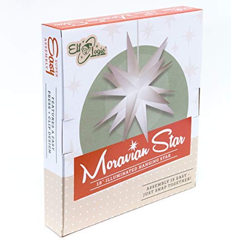 Elf Logic 18'' Moravian Star - Easy Assembly - Hanging Outdoor Christmas Star Light - Use as Holiday Decoration, Bright Porch Light (LED Plug in, 18 Inch Folding)
