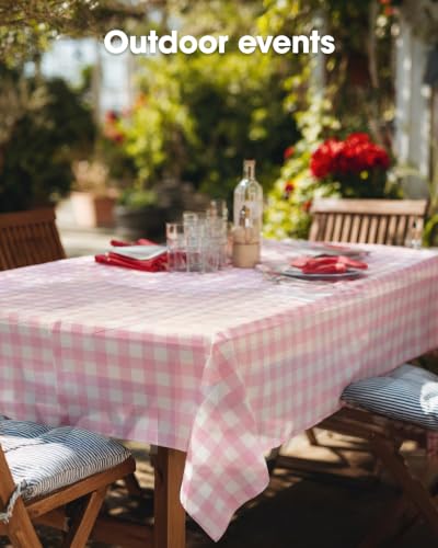 Image of Pureegg Pink Plaid Plastic Table Cloth Disposable 10 Pack 54x108 Inch