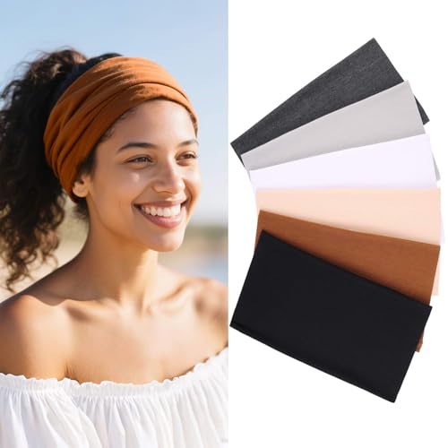 TuTive Bandanas largas para mulheres, turbante grande, acessórios boêmios, 6 unidades de faixas anti
