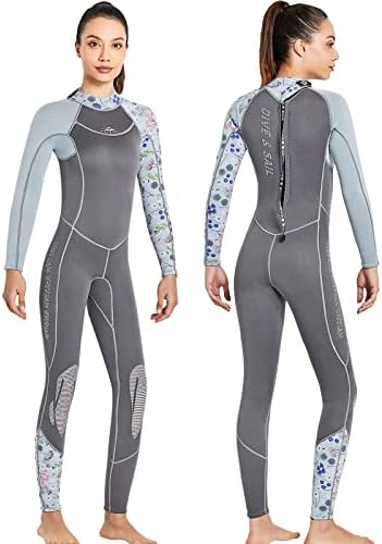 Wetsuit Women 3mm Full Body,Wet Suits for Womens in Cold Water Keep Warm,Thicker Neoprene Diving Suit Back Zip Wetsuits Long Sleeves Swimsuit UV Protection for Scuba/Surfing/Snorkeling/Swimming