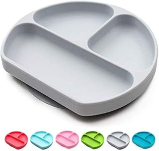 BABY DROM Suction Plates for Baby, Toddler Self-Feeding Suction Plate, Divided Silicone Dish for Weaning Babies, BPA-Free, Microwave, Dishwasher & Oven Safe – Infant Feeding Bowls
