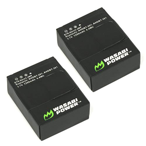Wasabi Power Battery for GoPro HERO3 HERO3+ and GoPro AHDBT-201 AHDBT-301 AHDBT-302 (1200mAh 2-Pack)