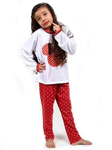 Pijamas Longo Infantil Minie Vermelho Feminino Manga Comprida Inverno Fechado (M)