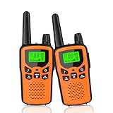 Erelis Long Range Walkie Talkies with 22 FRS Channels, Adults with Lamp, VOX, LCD Display for Outdoor Activities (Orange)
