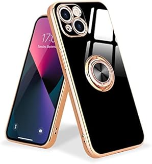 Urarssa for iPhone 13 Case Magnetic Ring Holder 360 Degree with Rotation Finger Car Holder Shockproof Case Cover for iPhone 13 6.1-inch, Black