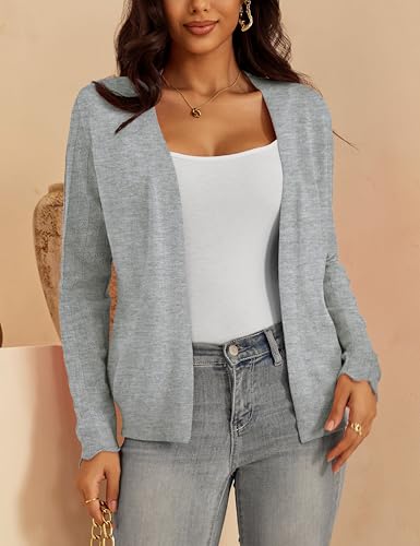 Image of VOIANLIMO Womens Cardigan Lightweight Open Front Knit Long Sleeve Cardigans Sweaters for Women
