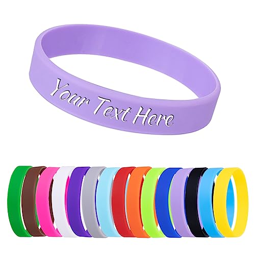 Bracelets personnalisés 1/10/30/50ct Bracelets en silicone personnalisés gravent des bracelets en caoutchouc pour événements, soutien, mariage, motivation,...