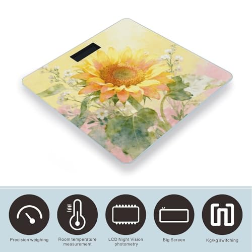 Báscula digital para baño con pantalla LCD y base antideslizante miniatura 3