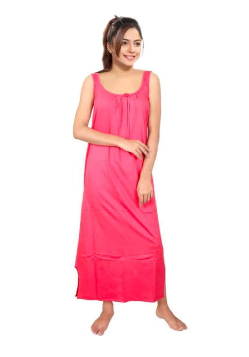 Image of Women's Sleeveless Maxi Night Dress, Spaghetti Strap Nighty, Comfortable Sleepwear Pack of 2