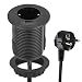 Produktbild Electraline 62558 Tischplatte Grommet Einbausteckdose mit USB Fast Charge 2.A & Standard-Kabeldurchführungen, Ø 60 mm (Tisch Einbau Steckdose Schuko), Kabel 2M, Schwartz, 1 A