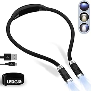 LEDGLE Hands Free Hug Light, 3000K- 6500K Neck Book Light Rechargeable LED Night Light Flexible Reading Lamp, 4 LED Beads, 3 Lighting Modes, USB Cable Included